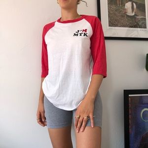Vintage red/ white baseball tee from Montauk
